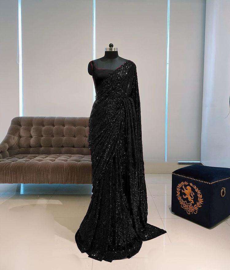 df 3266 design georgette sarees with 5mm sequence work