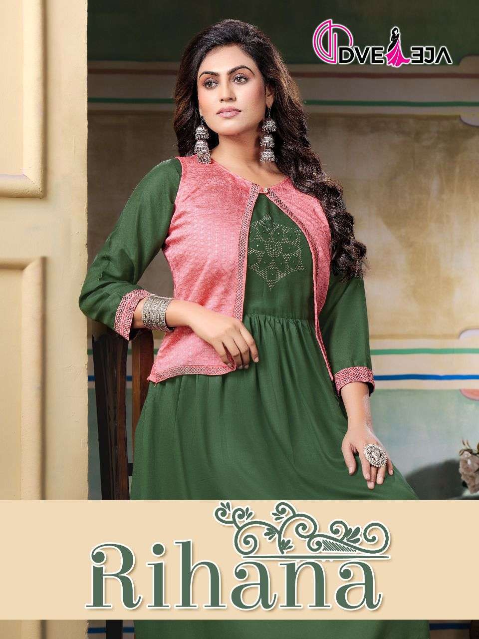 Dveeja rihana series 101-106 premiumn rayon flair kurti with jackets