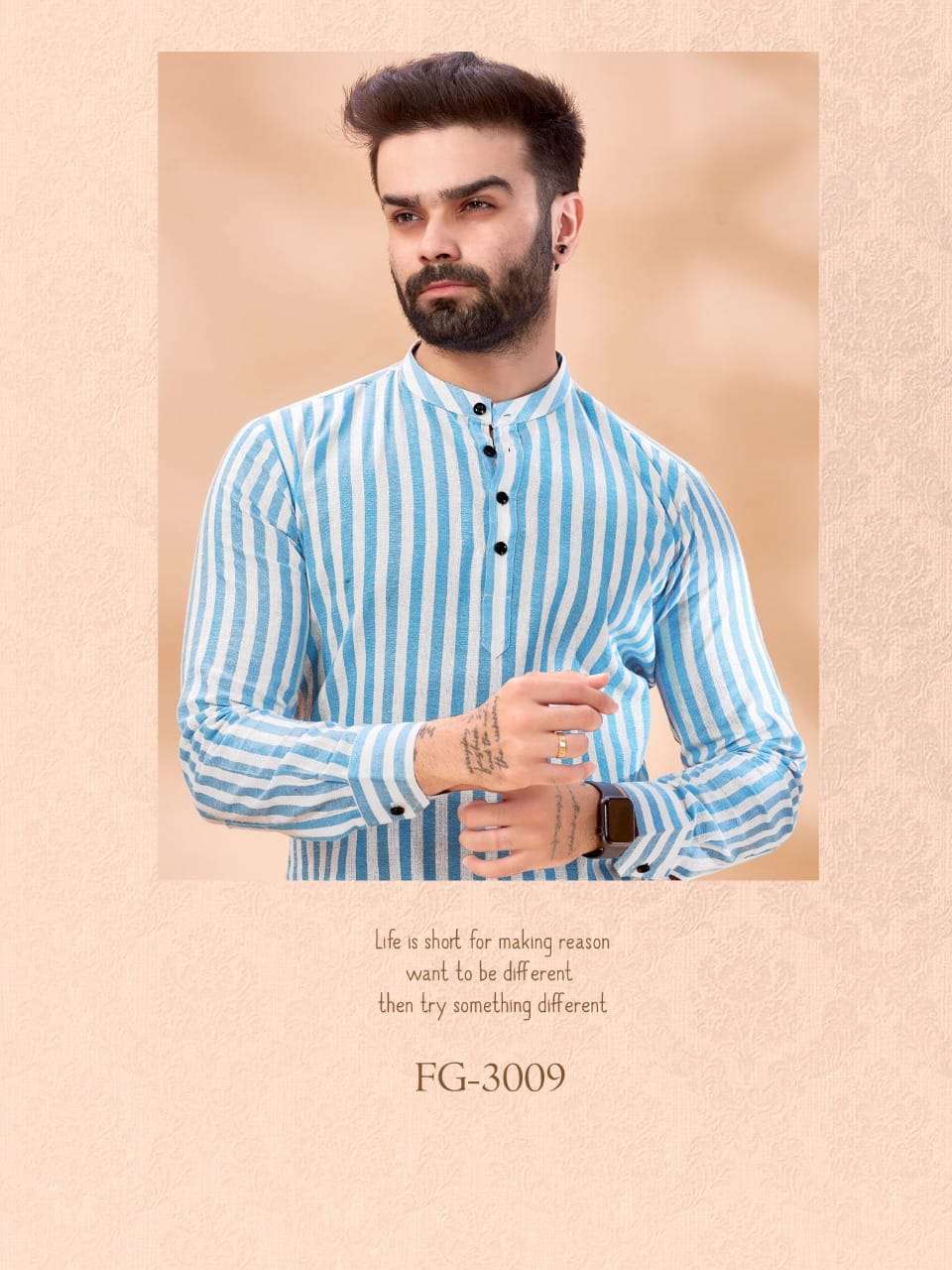 fashion galleria gentleman vol 01 series 3009-3013 cotton stripe kurta