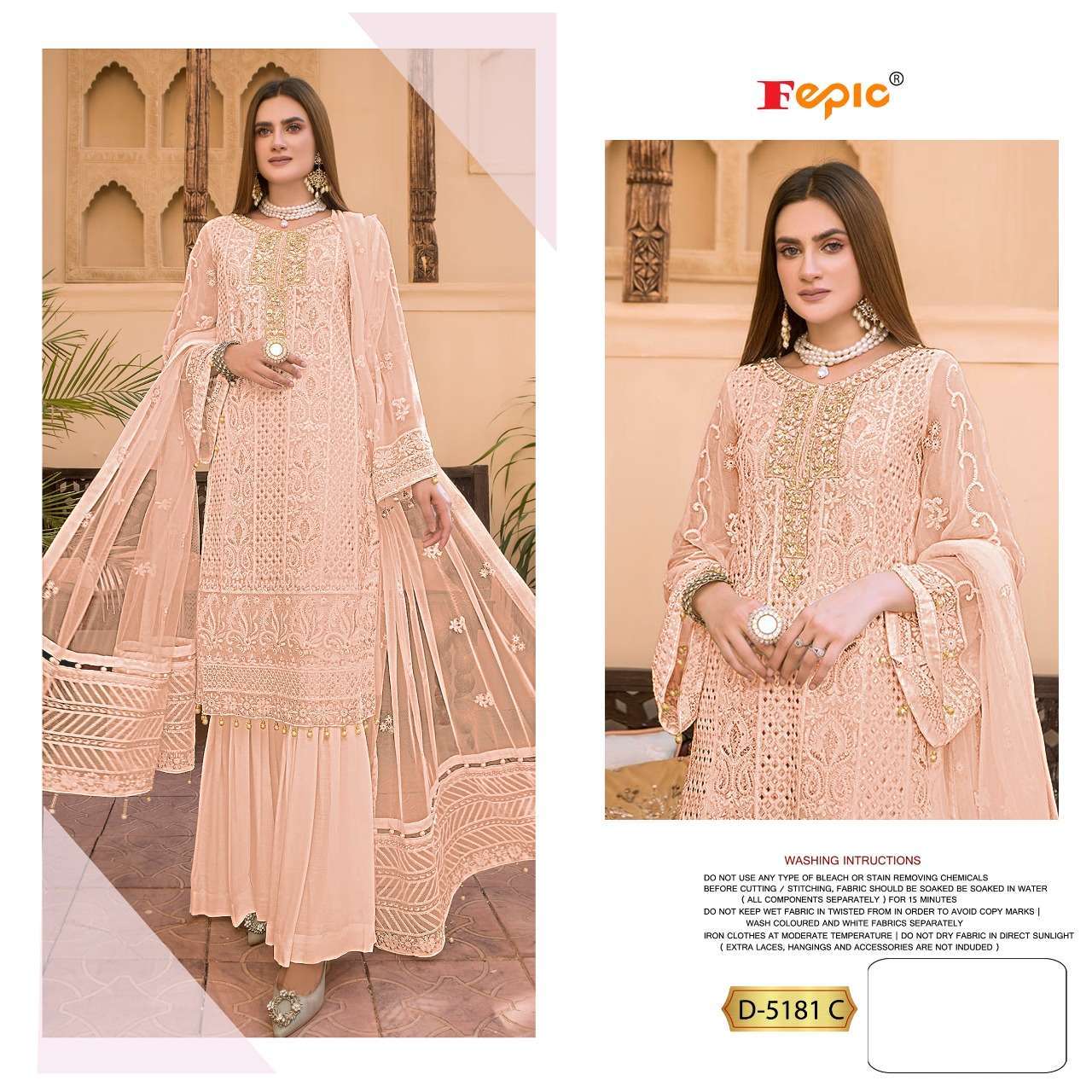 fepic D-5181 Georgette suit with embroidered hand work