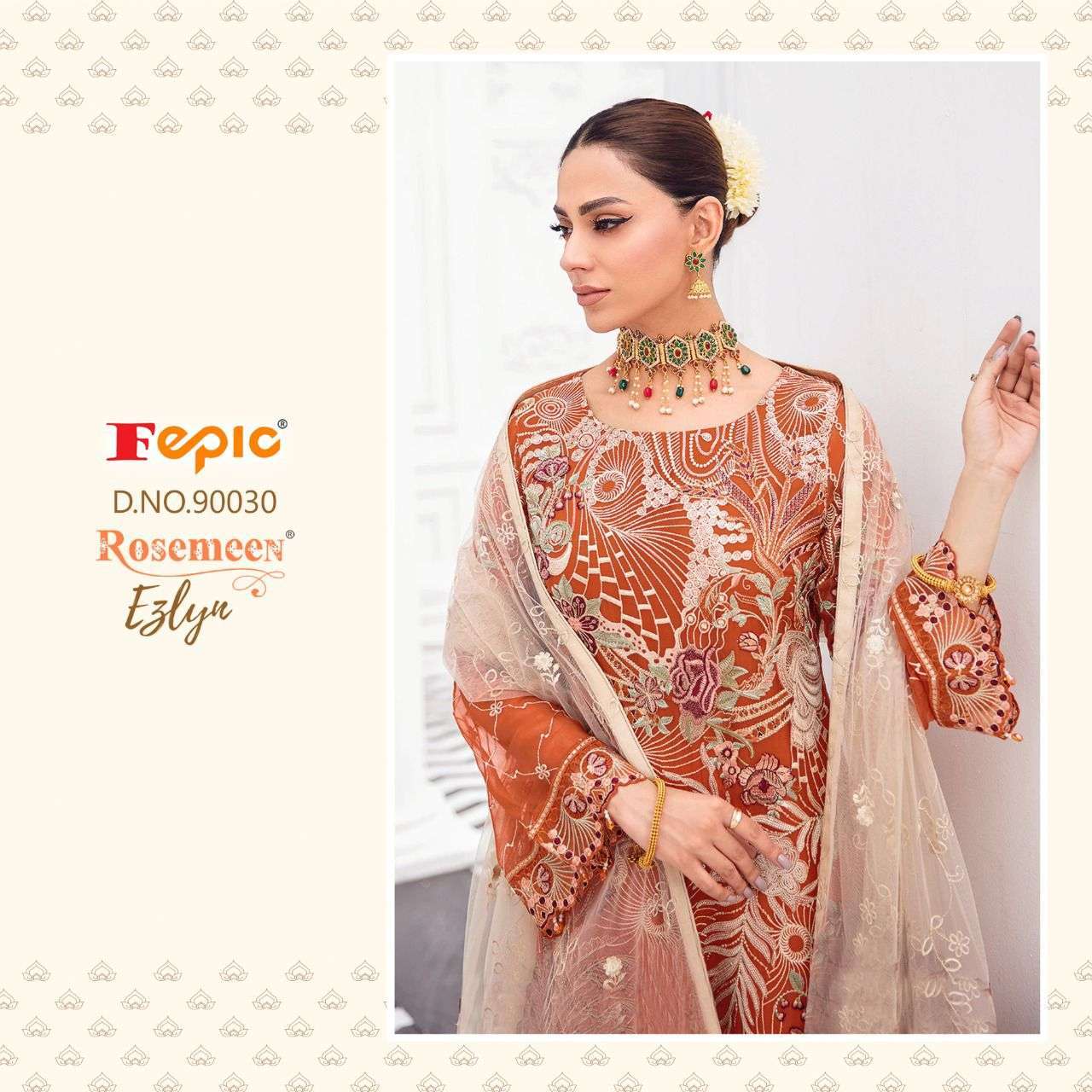 fepic ezlyn series 90027-90032 faux georgette suit