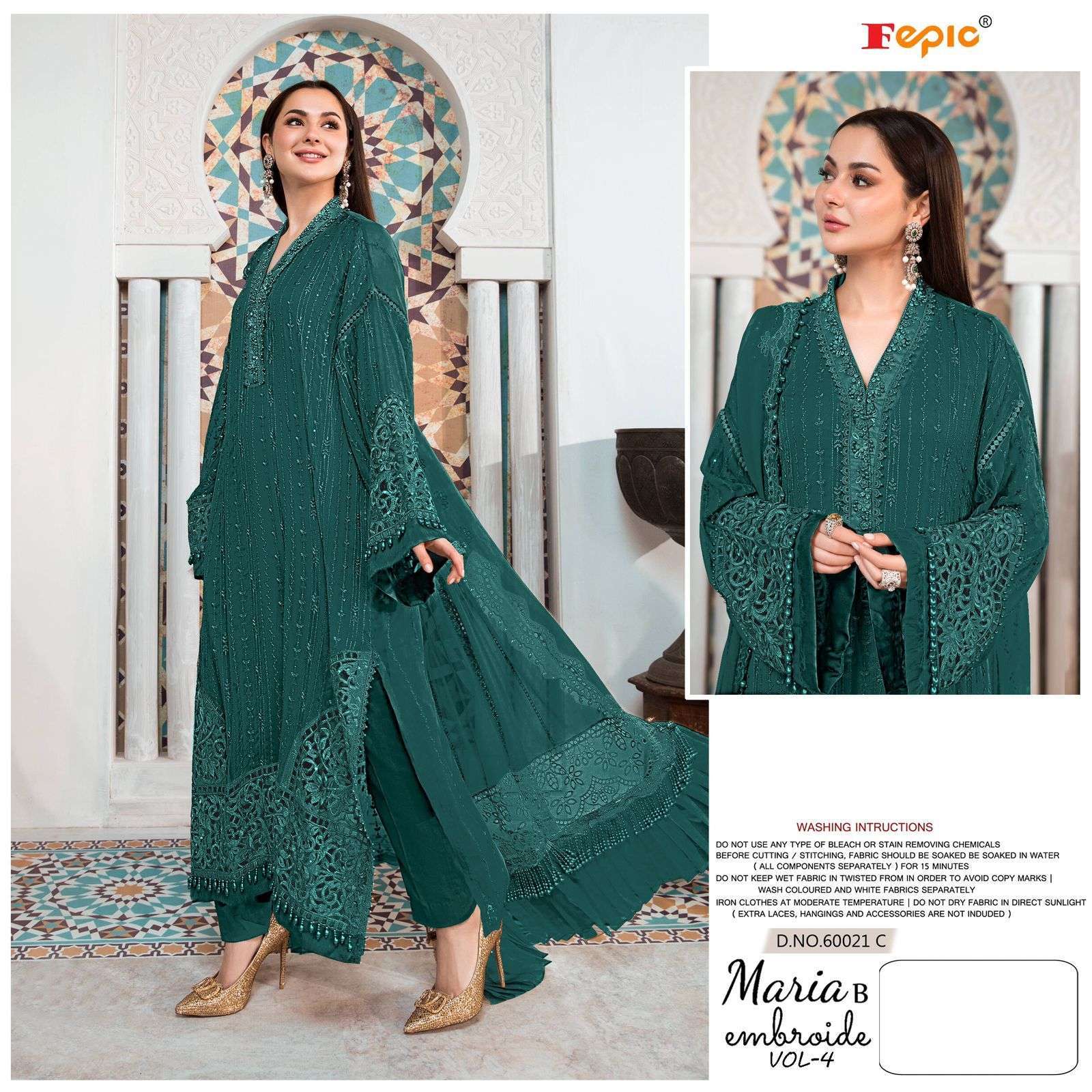 fepic rosemeen 60021 georgette embroidered suit