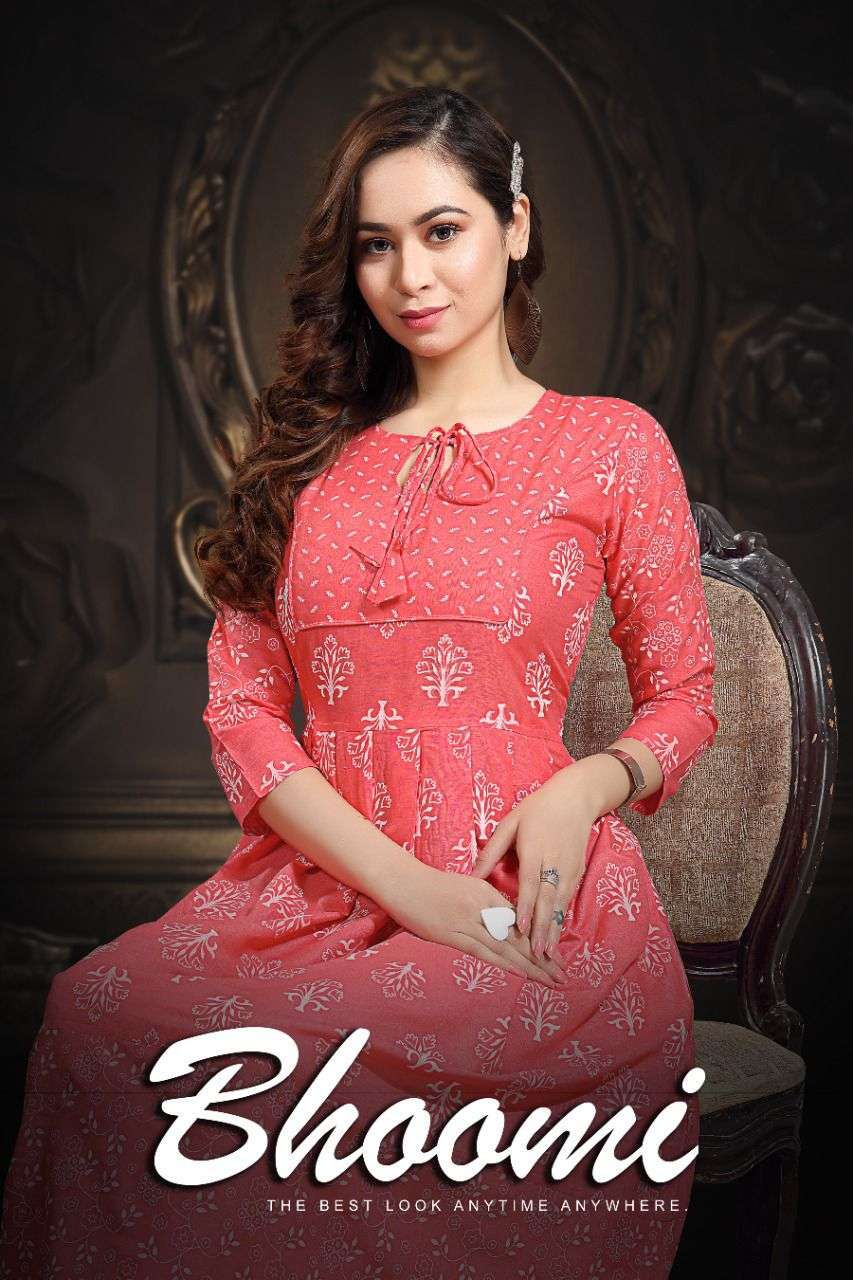 Golden Bhoomi series 8139 rayon frock style kurti 