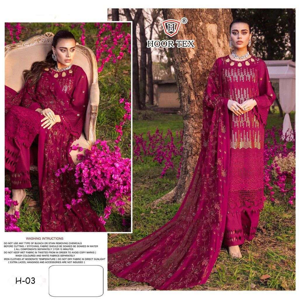 HOOR TEX H-03 DESIGNER FAUX GEORGETTE SUIT 