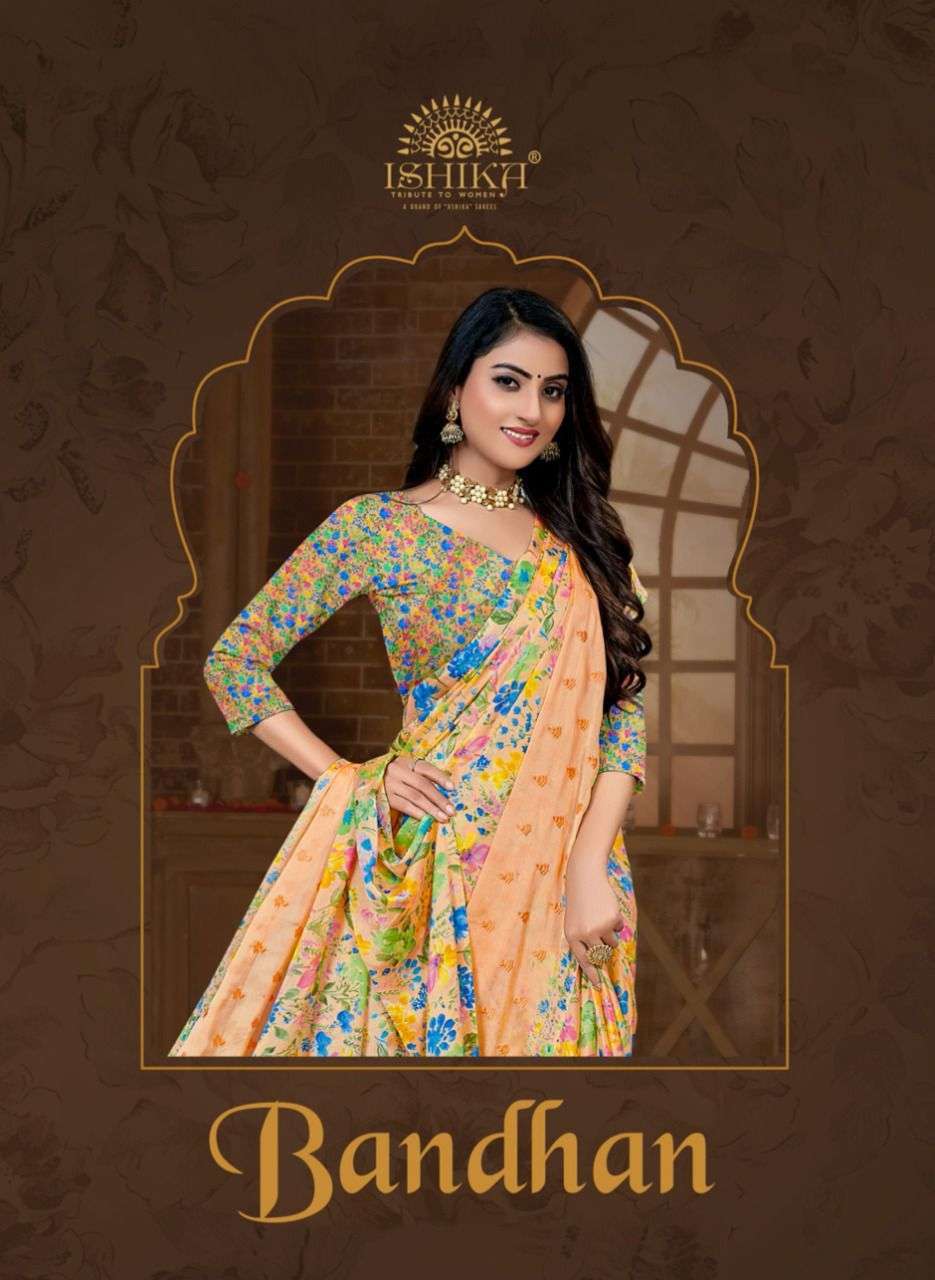 ishika bandhan series 1701-1706 chiffon silk saree