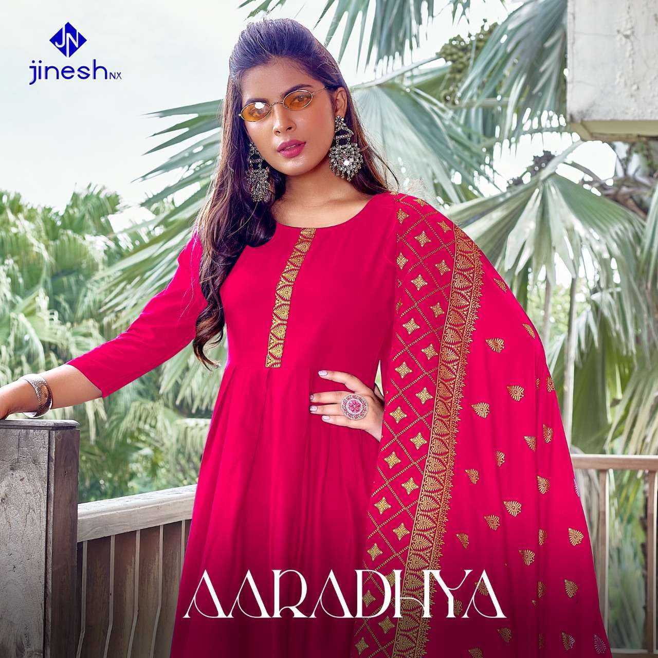 jinesh nx aaradhya series 1001-1006 rayon readymade suit 
