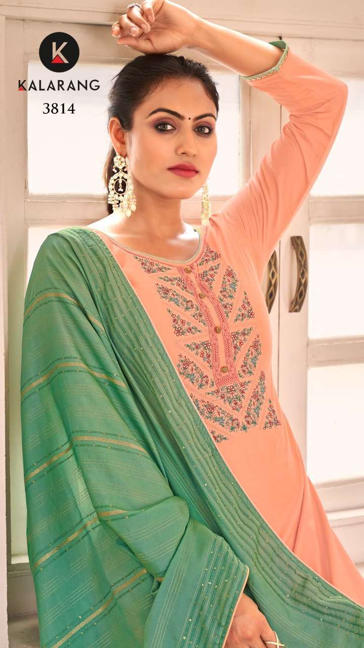 kalarang kesar series 3811-3814 muslin embroidery suit