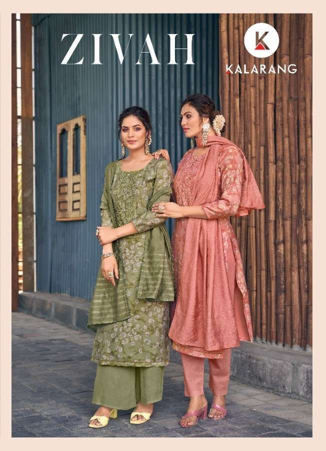 kalarang zivah series 3821-3824 muslin print with work suit 