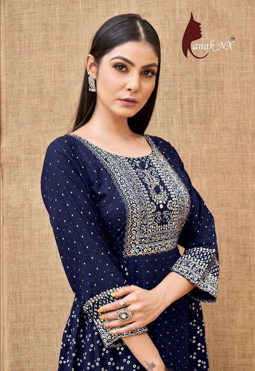 kanak mehak heavy rayon foil print kurti