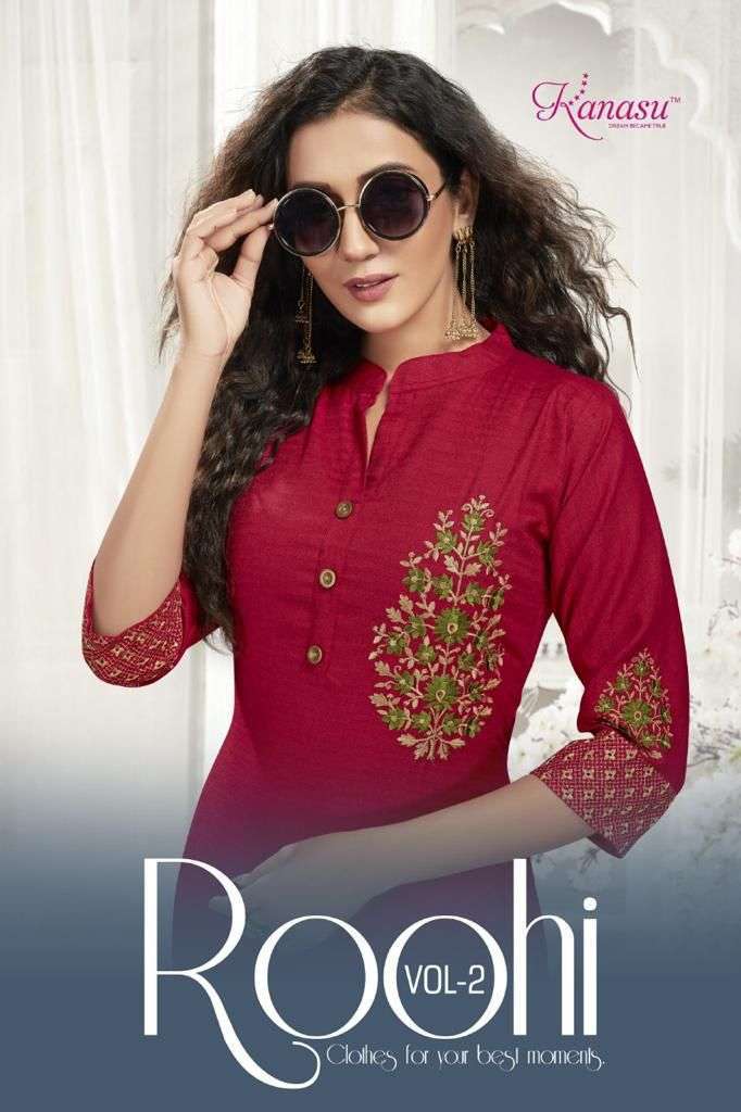 kanasu roohi vol 2 series 1001-1008 14 kg heavy rayon kurti 
