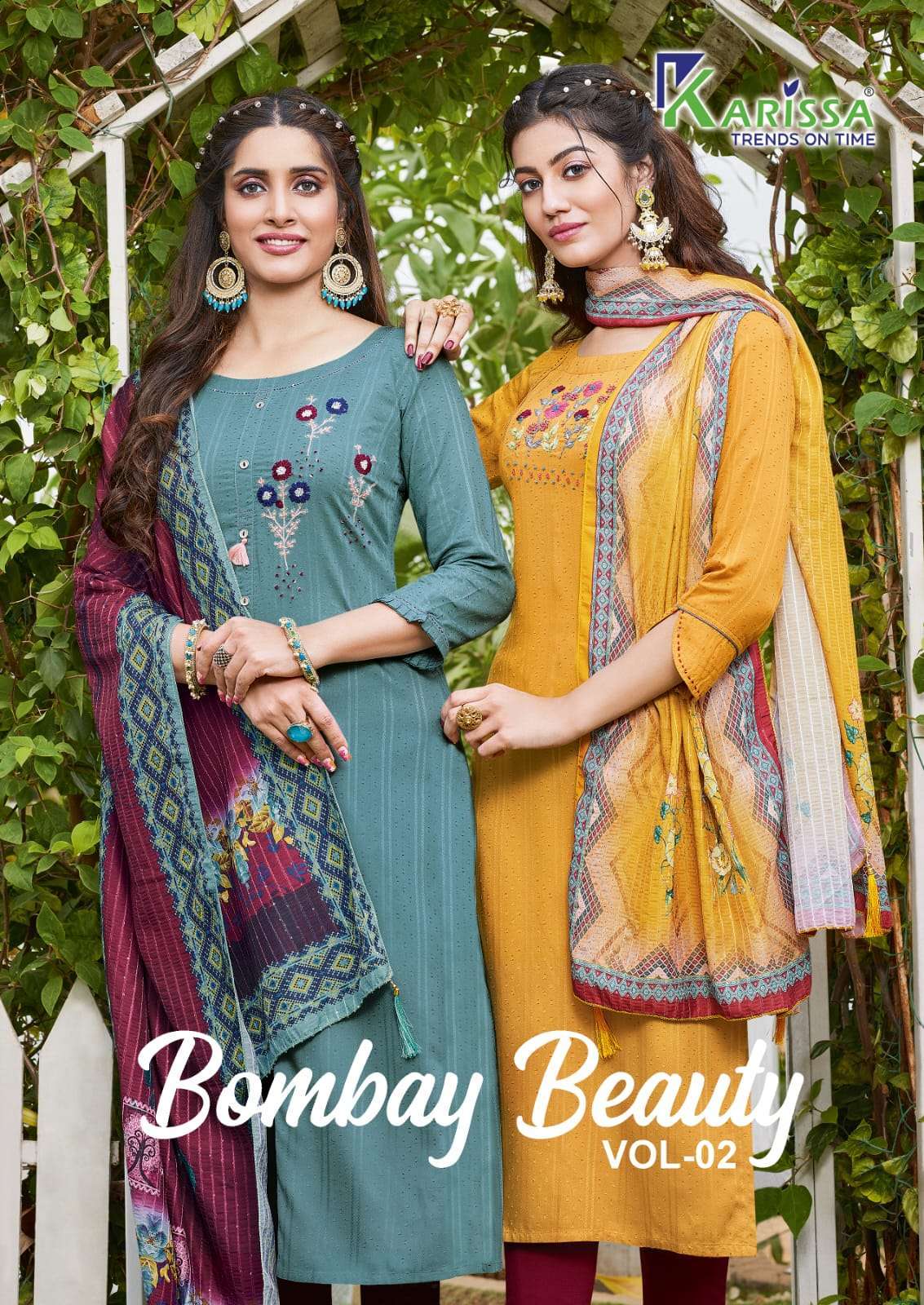karissa bombay beauty vol 2 series 201-206 pure viscose rayon readymade suit