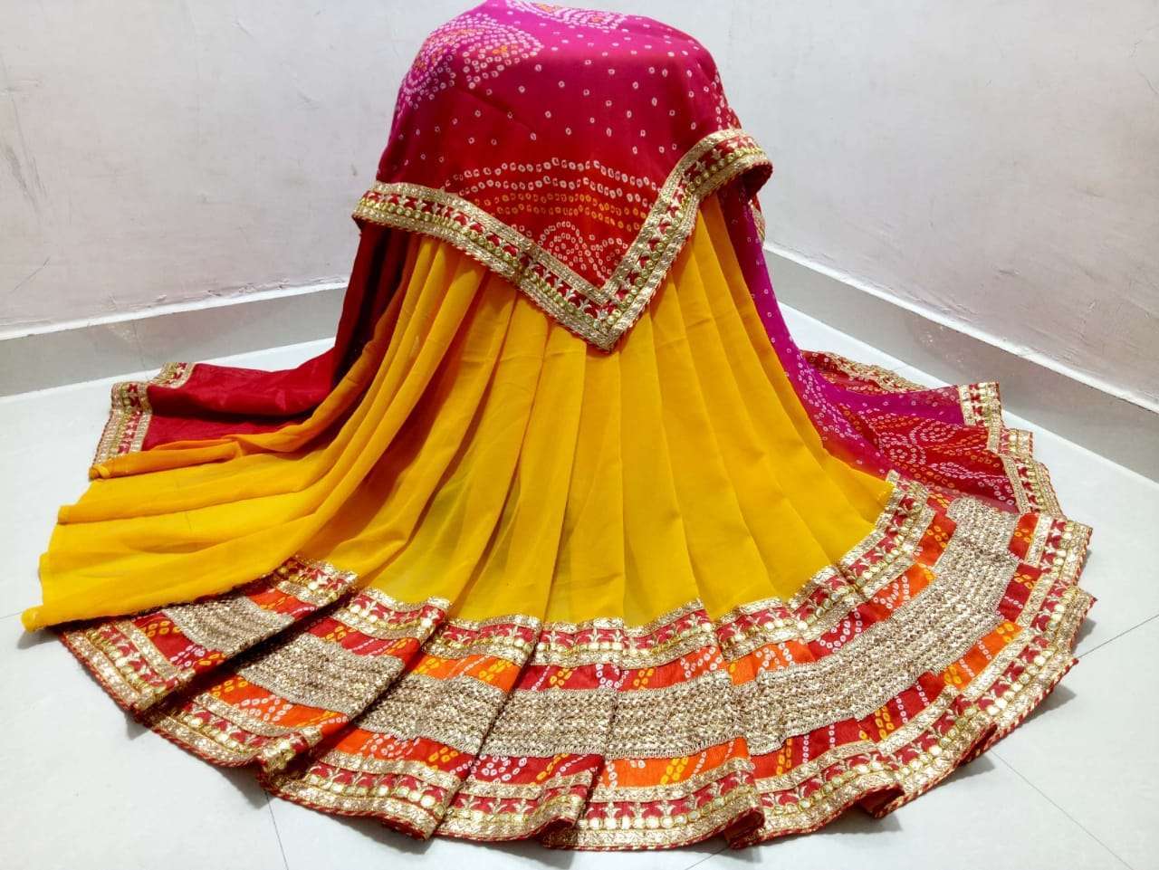 kc princess georgette fancy bandhani with work border sarees