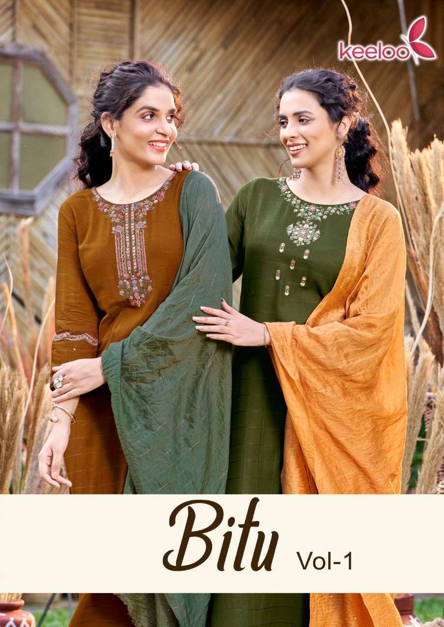 keeloo bitu vol 1 series 1001-1006 fancy viscose readymade suit
