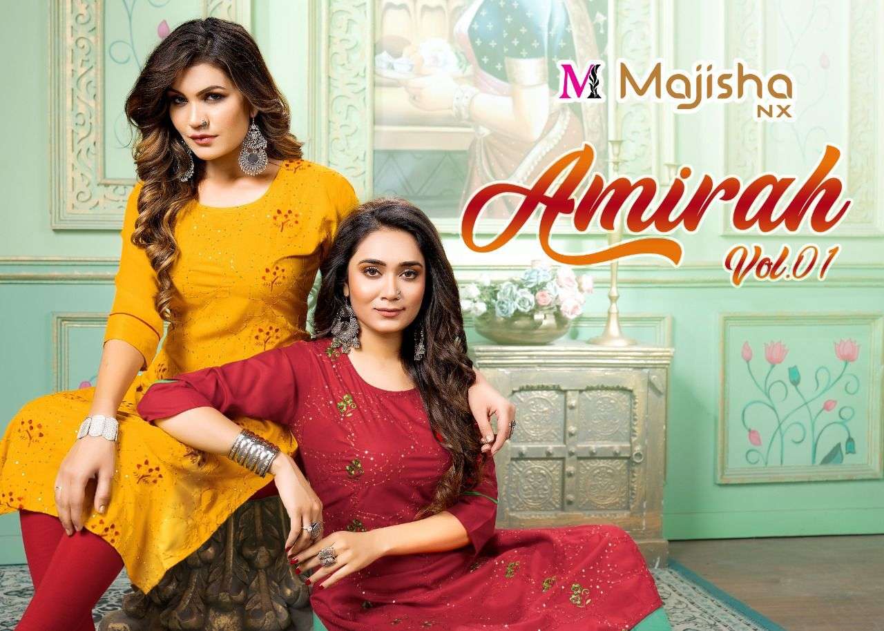 majisha nx amirah vol 1 series 101-108 14 kg rayon kurti 