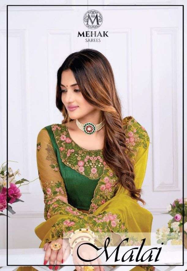 mehak malai series 393-396 silk crape saree