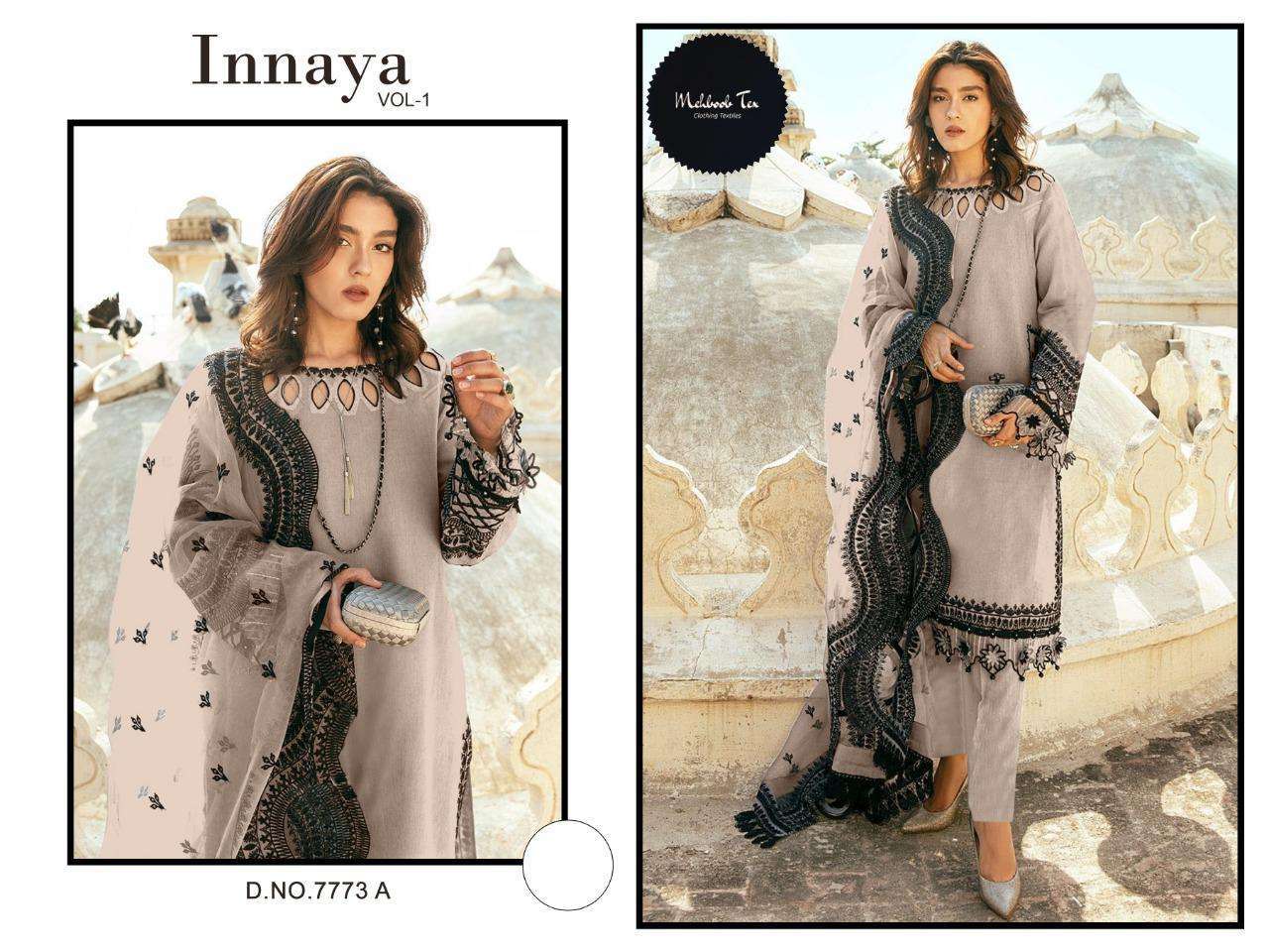 mehboob tex inaaya vol 1 series 7773 pure georgette readymade suit 