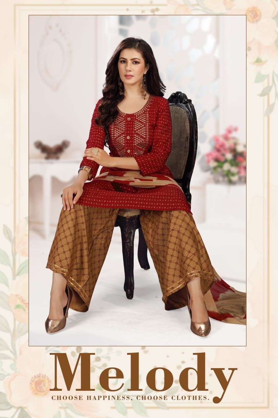 melody series 8199 heavy rayon sharara readymade suit