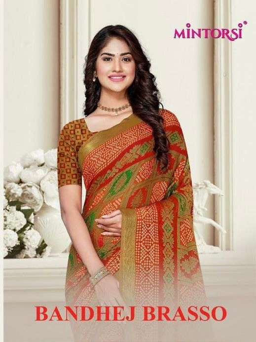 mintorsi bandhej brasso series 27361-27366 chiffon brasso saree