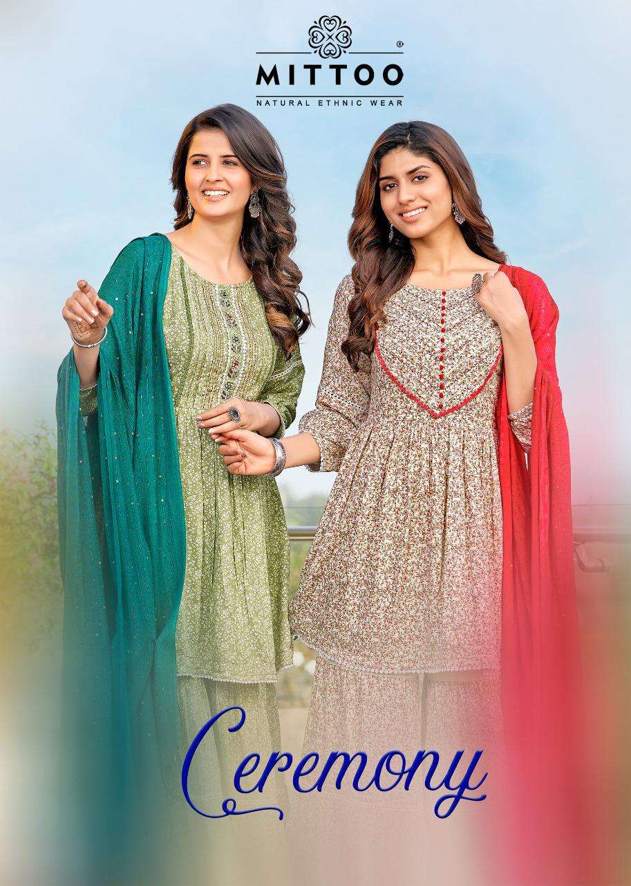 mittoo ceremony series 1041-1044 rayon wrinkle print readymade suit