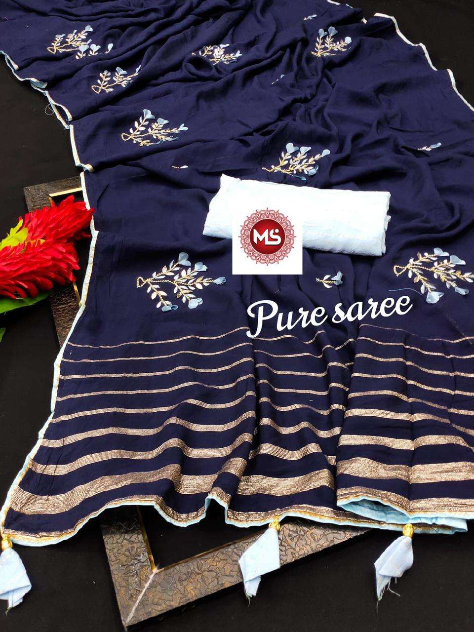 MS BRAND CHOICE DESIGNER SOFT DYEABLE PURE FABRIC SAREE 