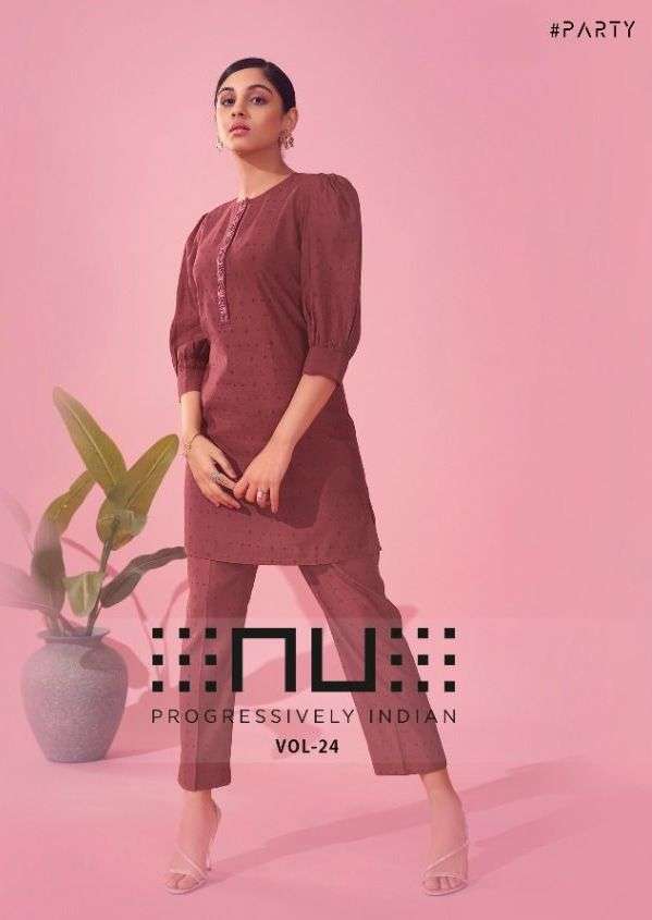 nu vol 24 series 2401-2406 viscose silk kurti with pant 