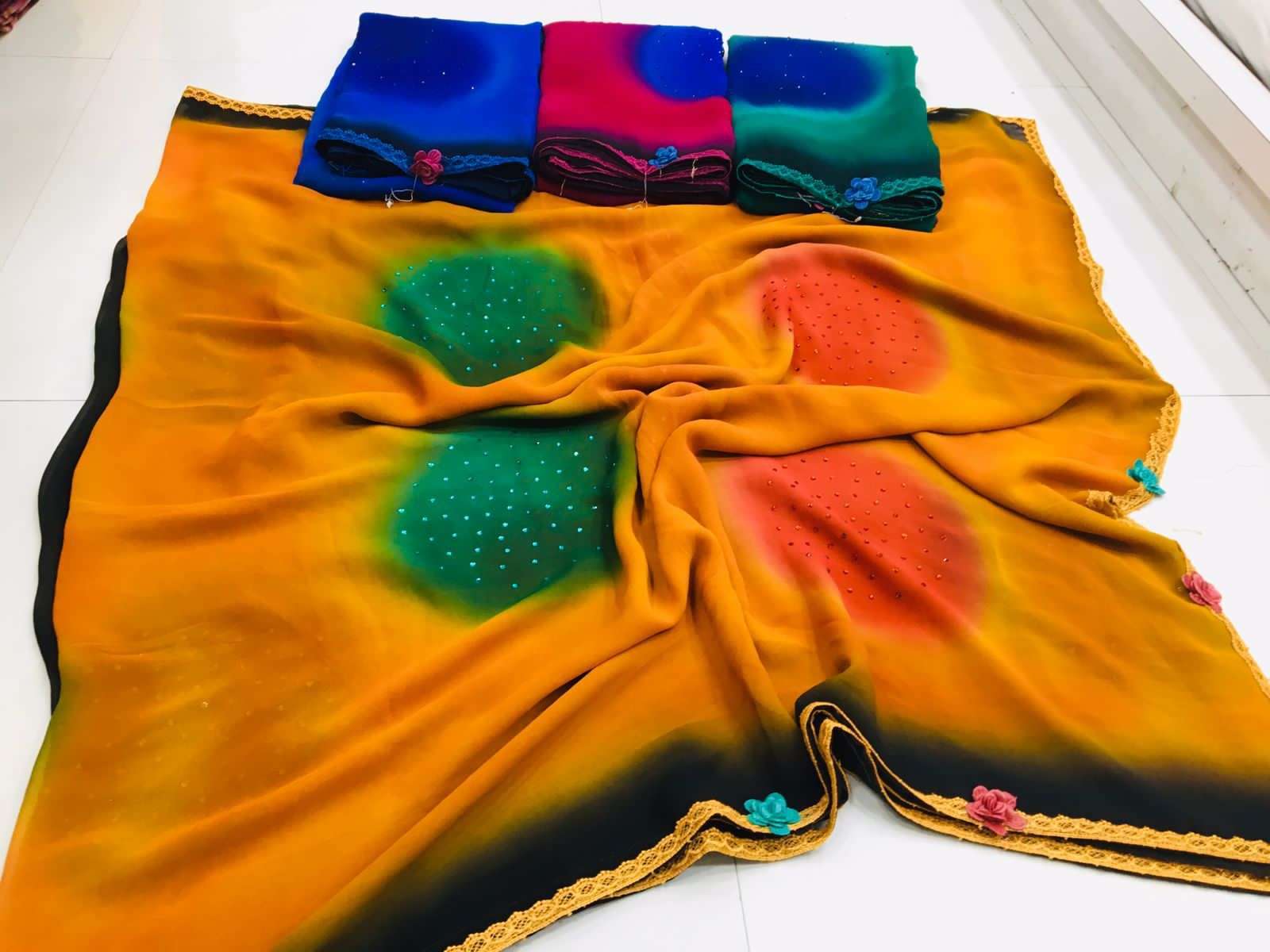 pr 1009 60gm spray print latest sarees collection
