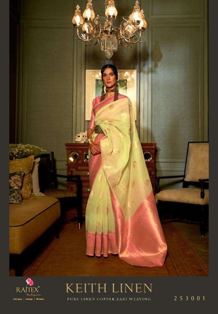 rajtex keith linen series 253001-253006 pure linen saree