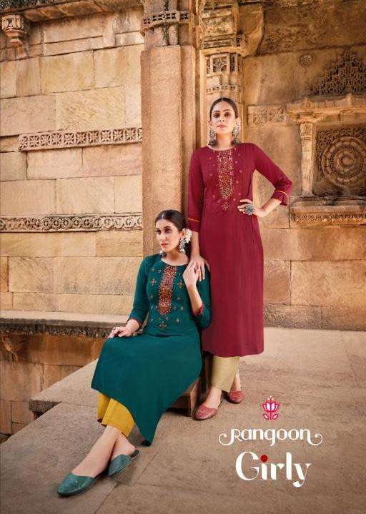 rangoon girly series 1001-1008 heavy rayon kurti