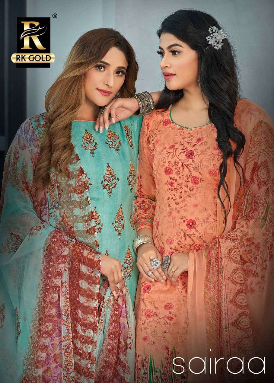 rk gold sairaa series 1001-1008 pure cotton suit 
