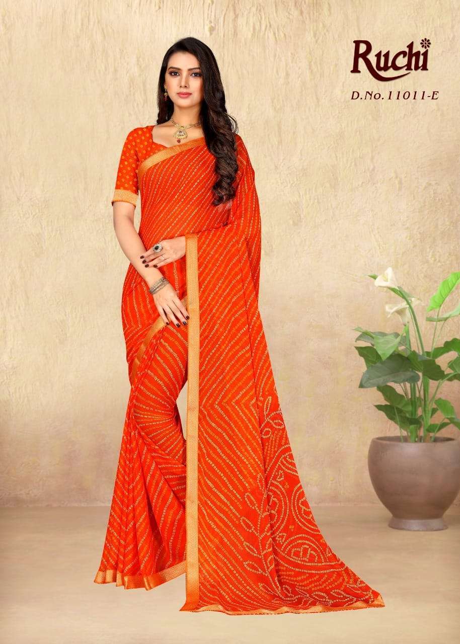 ruchi simayaa vol 11  Chiffon Saree with attached Banarsi border