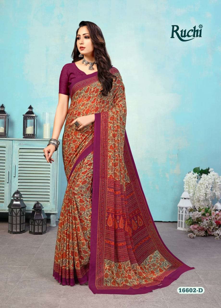 ruchi star chiffon vol 78 series 16601-16603 chiffon saree