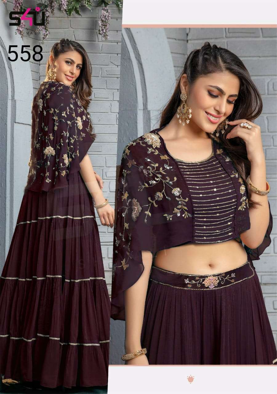 s4u 558 design beautiful crop top with long skirt combo set