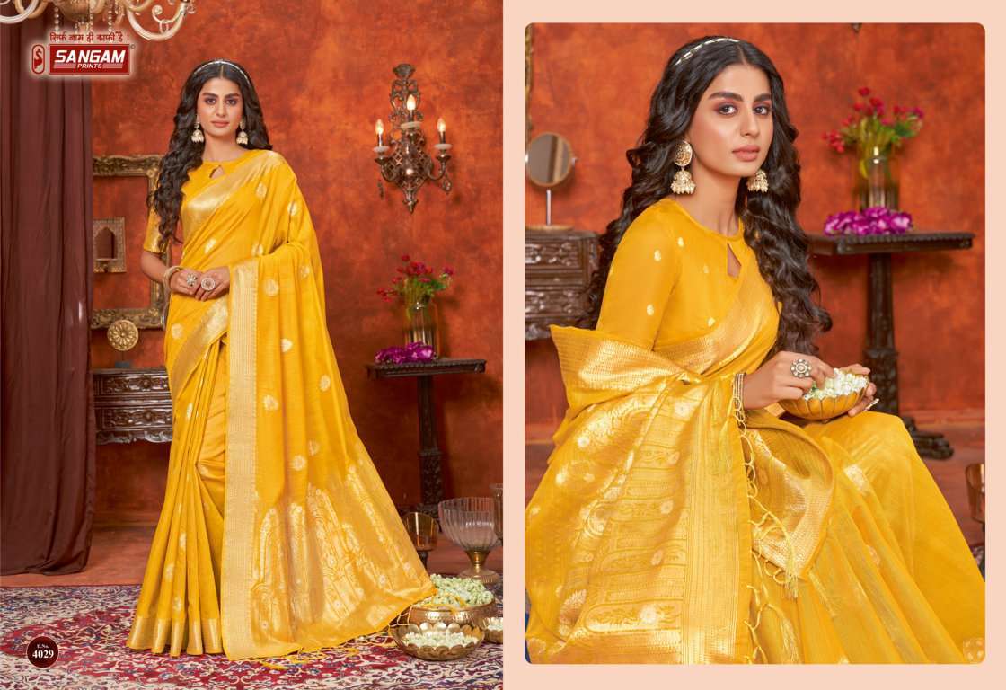 sangam prints bluemoon series 4025-4030 cotton saree