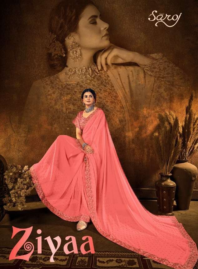 saroj ziyaa georgette saree with diamond collection