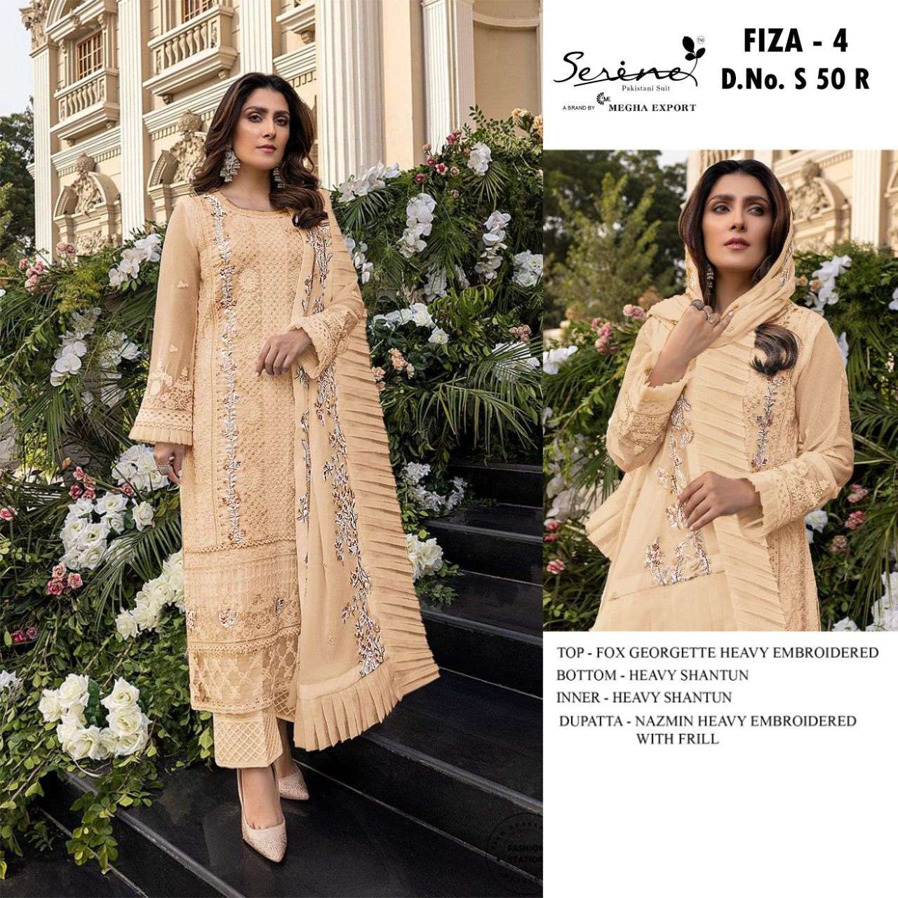 SERENE FIZA-4 S-50 DESIGNER FAUX GEORGETTE SUIT 