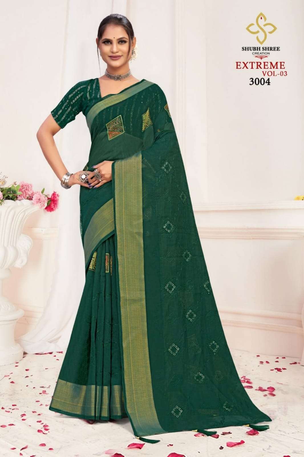 shubh shree creation extreme 3 series 3001-3008 cotton base saree