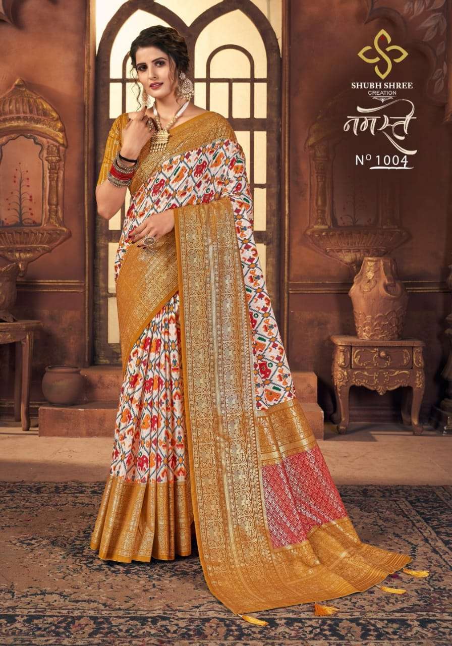 shubh shree creation namaste series 1001-1008 dola silk saree