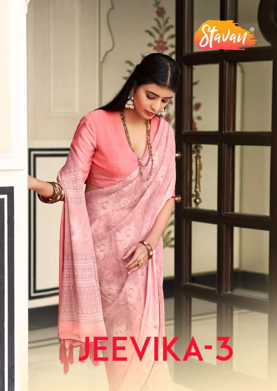 stavan jeevika vol 3 series 36-40 Weightless Satin Border saree