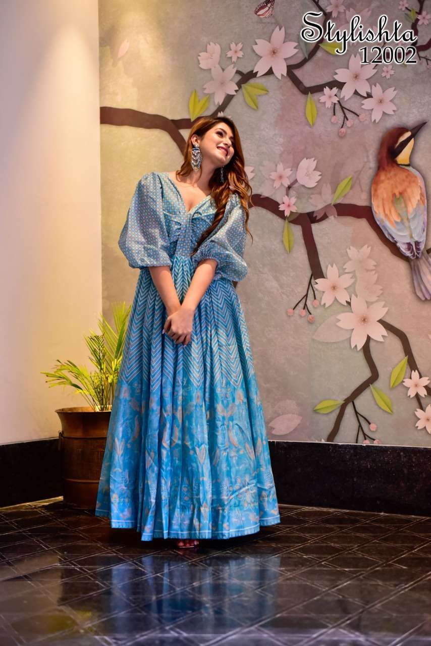 stylishta vol 12 series 12001-12004 muslin digital print gown 