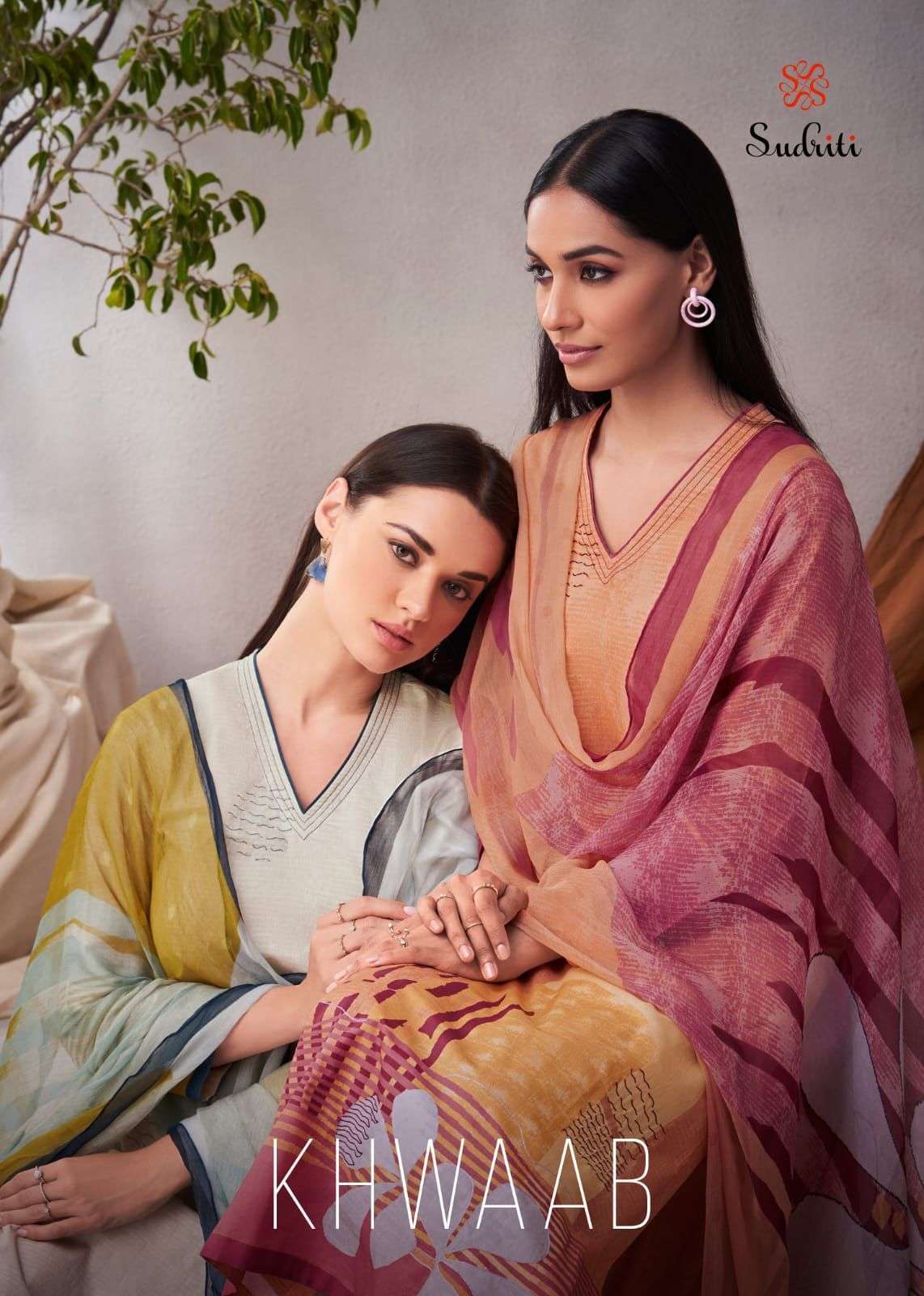 sudriti khwaab pure cotton print with hand work suit 
