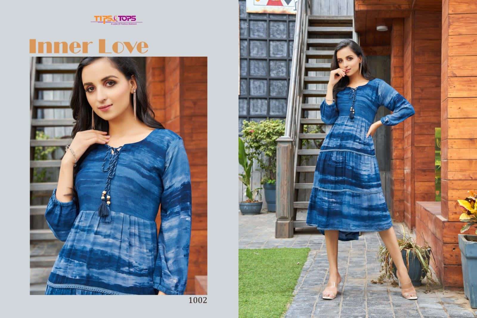 tips & tops colors series 1001-1006 heavy rayon wrinkle tie dye kurti 
