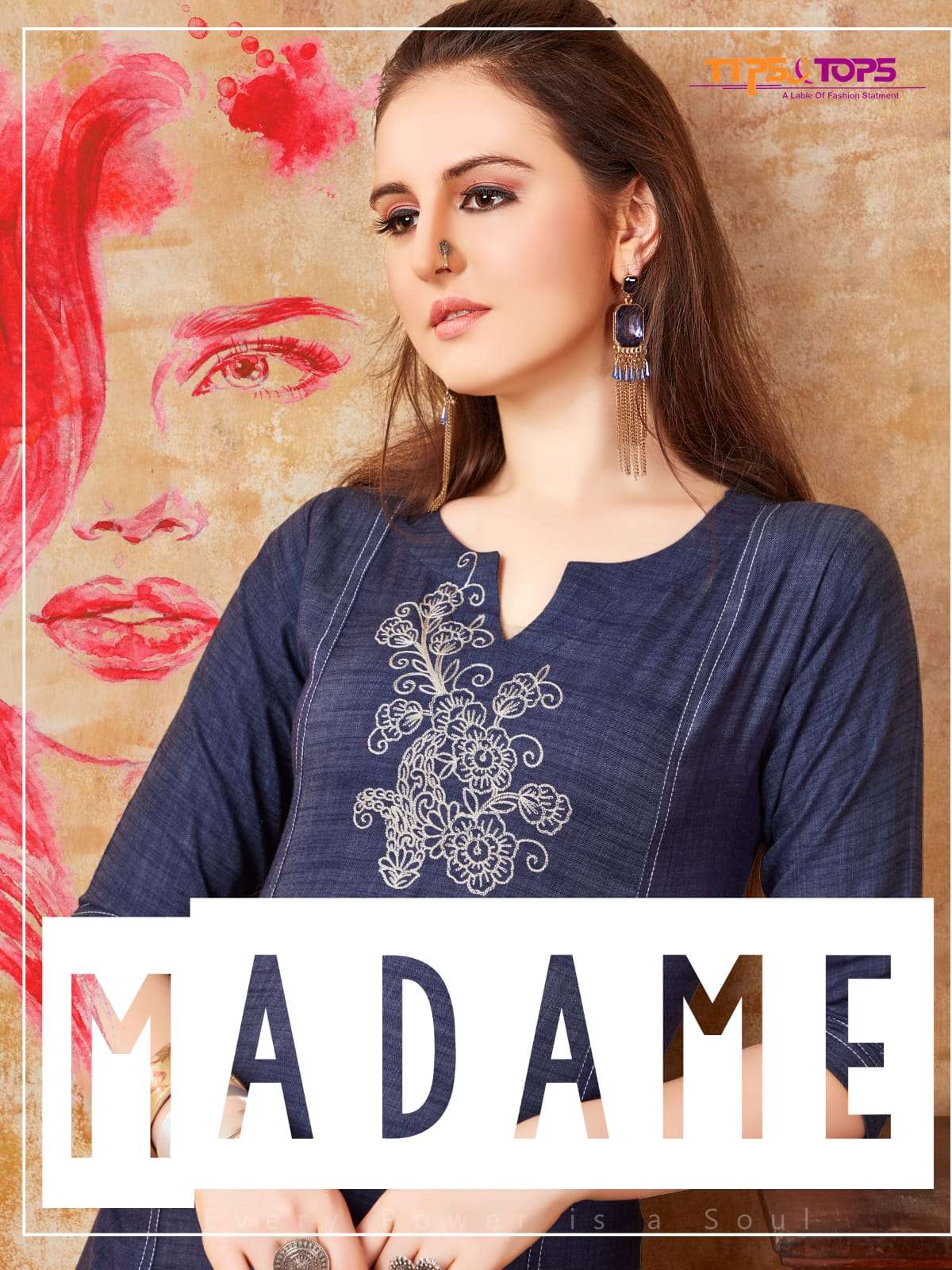 tips & tops madame series 1001-1006 rayon denim kurti