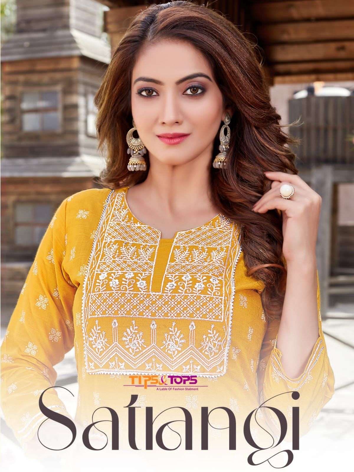 tips & tops satrangi series 01-06 fancy rayon slub print kurti