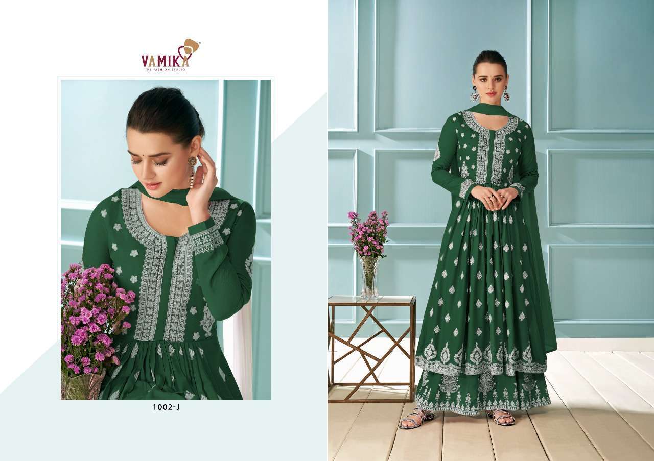 vamika lakhnawi vol 1 series 1002 14 kg rayon readymade suit 