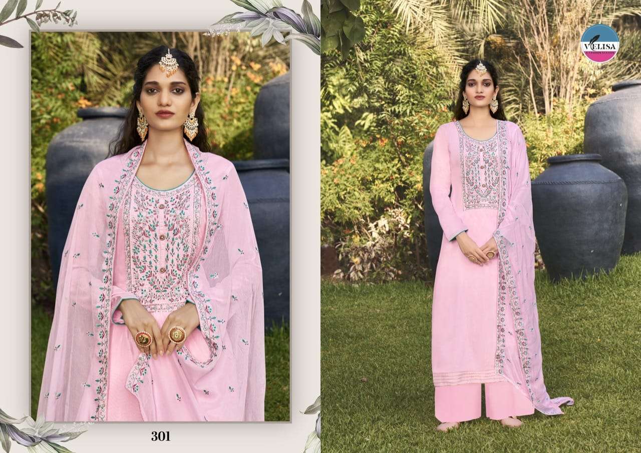 velisa zoya series 301-304 pure viscose muslin suit 
