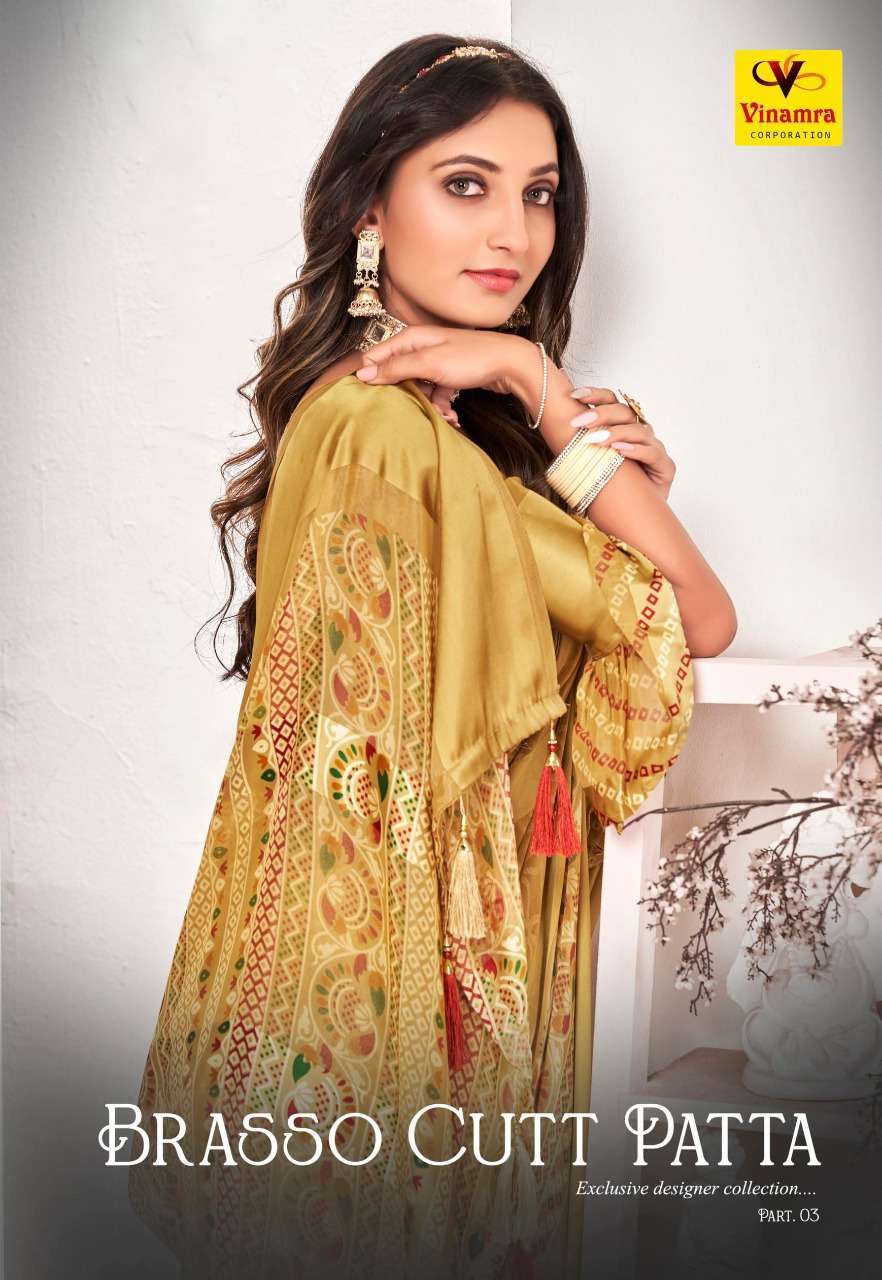 vinamra brasso cutt patta vol 3 series 1016-1023 brasso saree