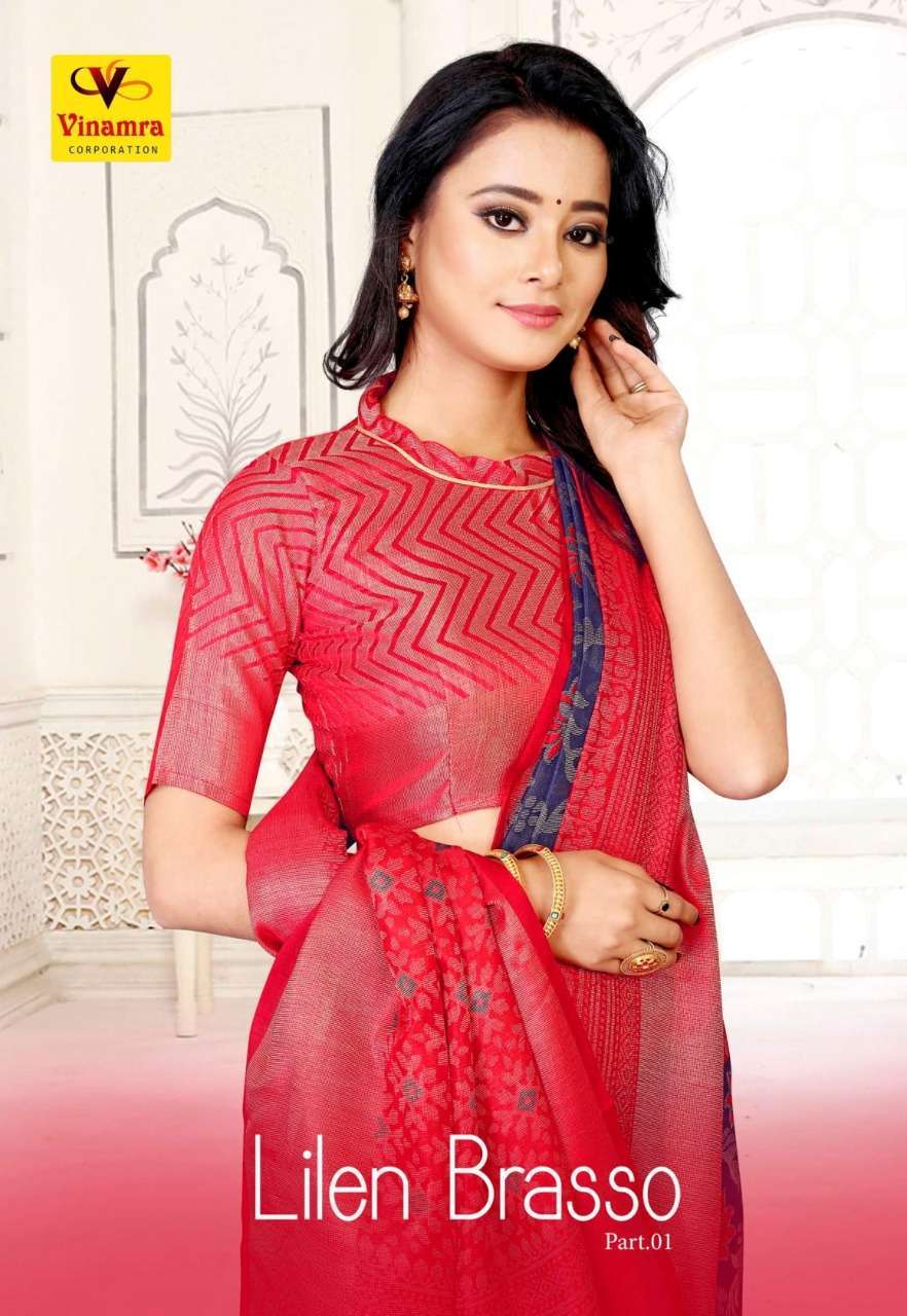 vinamra lilen brasso vol 1 series 101-106 linen brasso saree