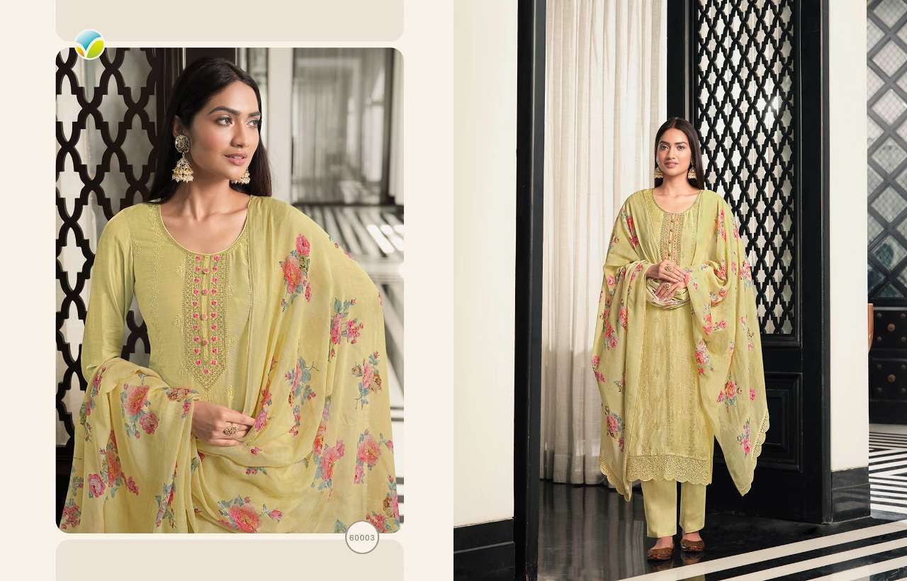 vinay kervin aneesha series 60001-60007 bemberg muslin suit 