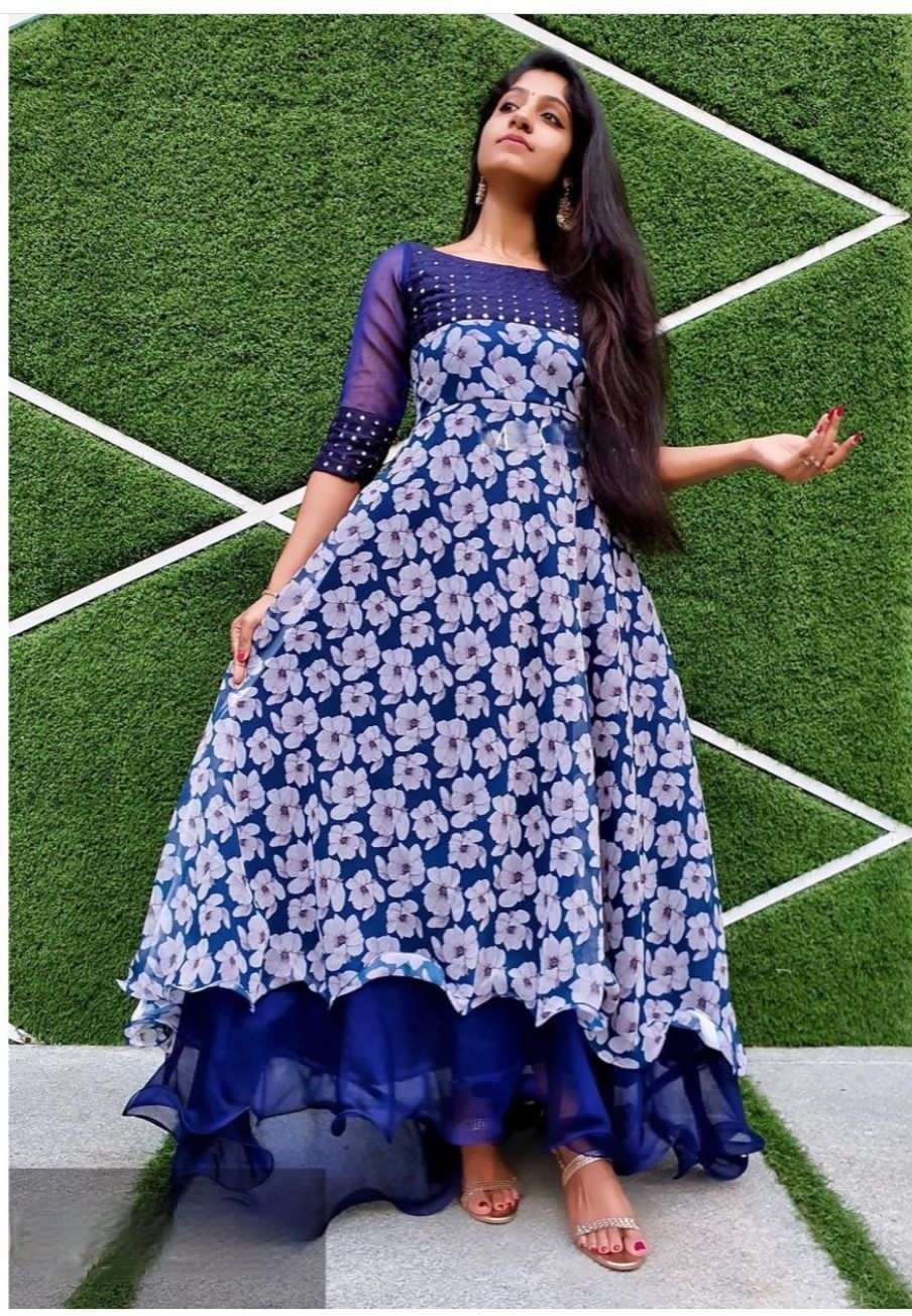 X-LADY HEXAGON DESIGNER GEORGETTE KURTI 