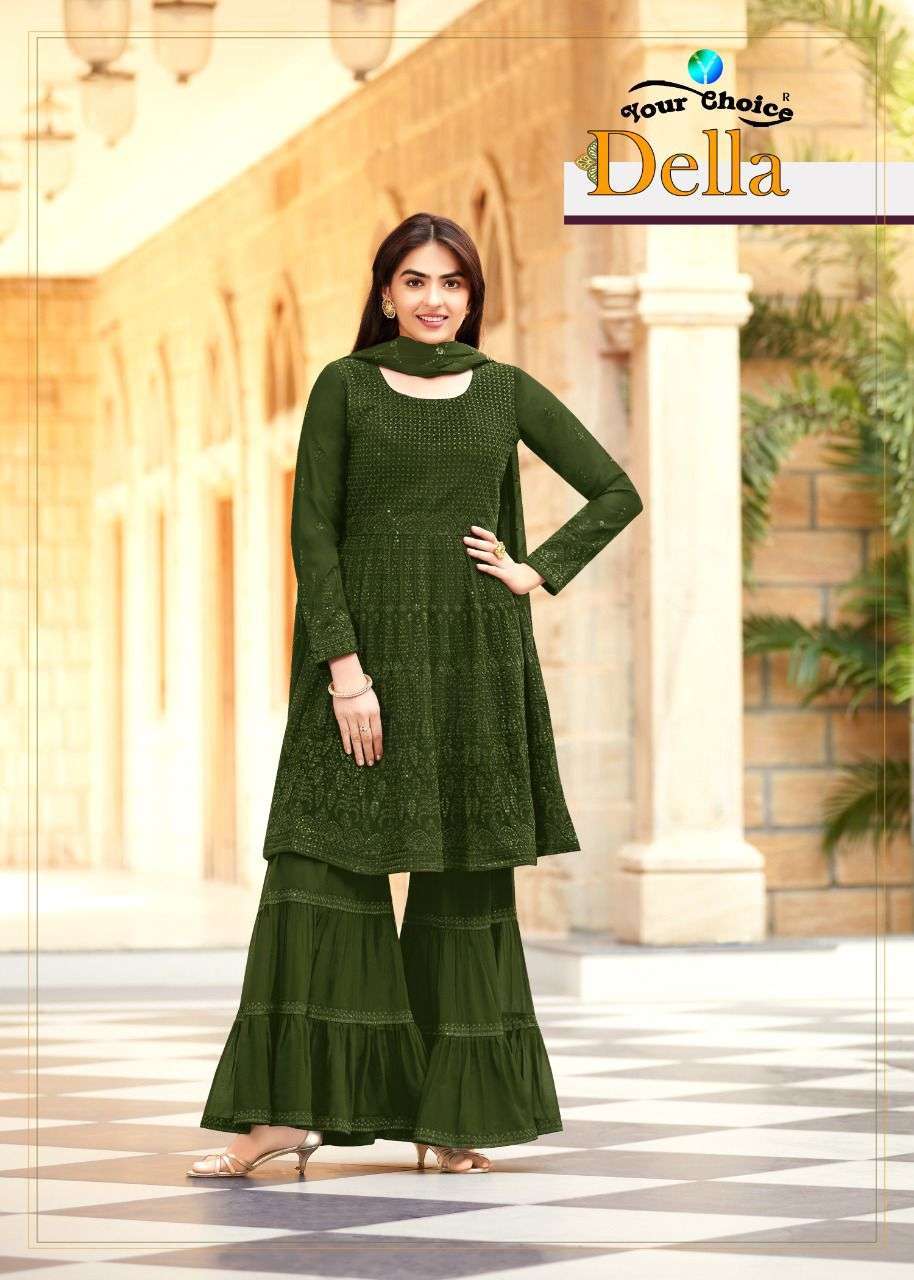 your choice della series 4086-4090 blooming georgette suit 